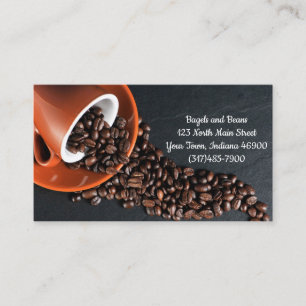 Custom Beans & Cup Coffee Chop Loyalty Punch Business Card