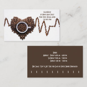 Custom Beans Heart Coffee Shop & Punch Business Card