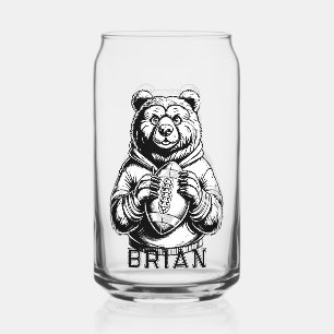 Custom Bear Football Glassware Can Glass