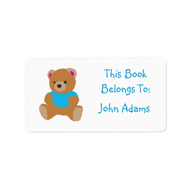 Custom Bear Label (Book Belongs To:) (Front)