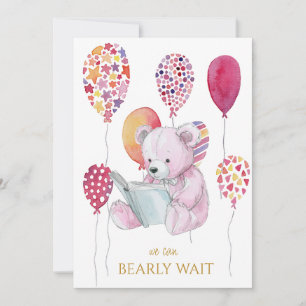 Custom Bear reading a book Baby Shower Invitation