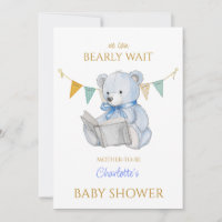 Custom Bear reading a book Baby Shower
