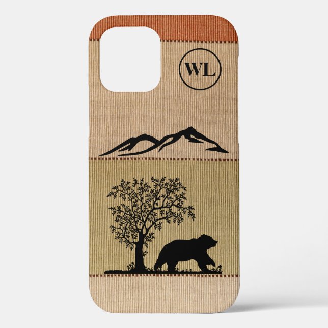 Custom Bear Silhouette Apple iPhone 12 Tough Case (Back)