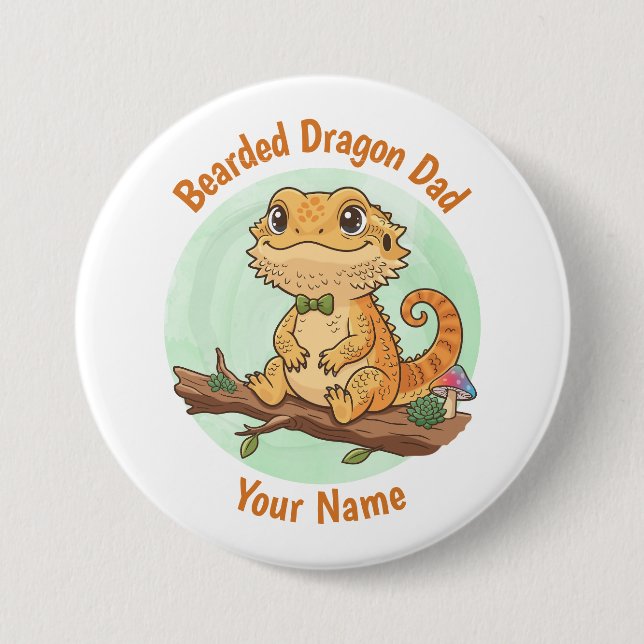 Custom Bearded Dragon Dad Button (Front)