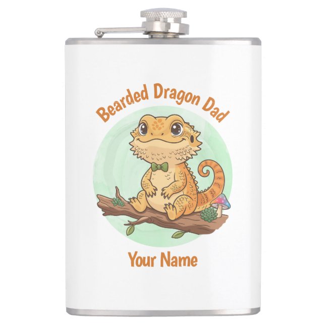 Custom Bearded Dragon Dad Flask (Front)