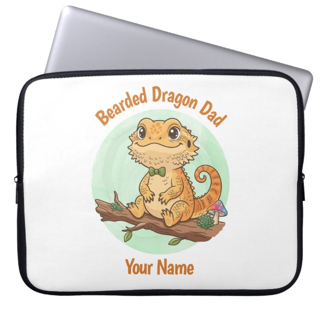 Custom Bearded Dragon Dad Laptop Sleeve (Front)