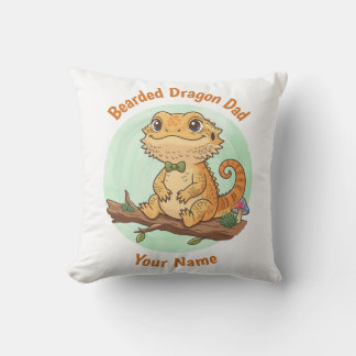 Custom Bearded Dragon Dad Throw Pillow