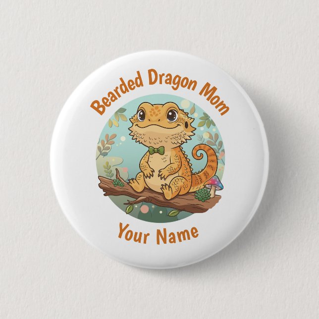 Custom Bearded Dragon Mum Button (Front)