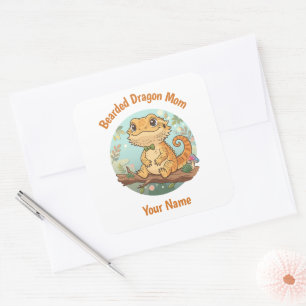 Custom Bearded Dragon Mum Square Stickers