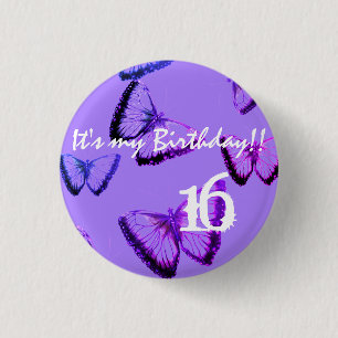 Custom Beautiful Butterfly It's my birthday 3 Cm R 3 Cm Round Badge