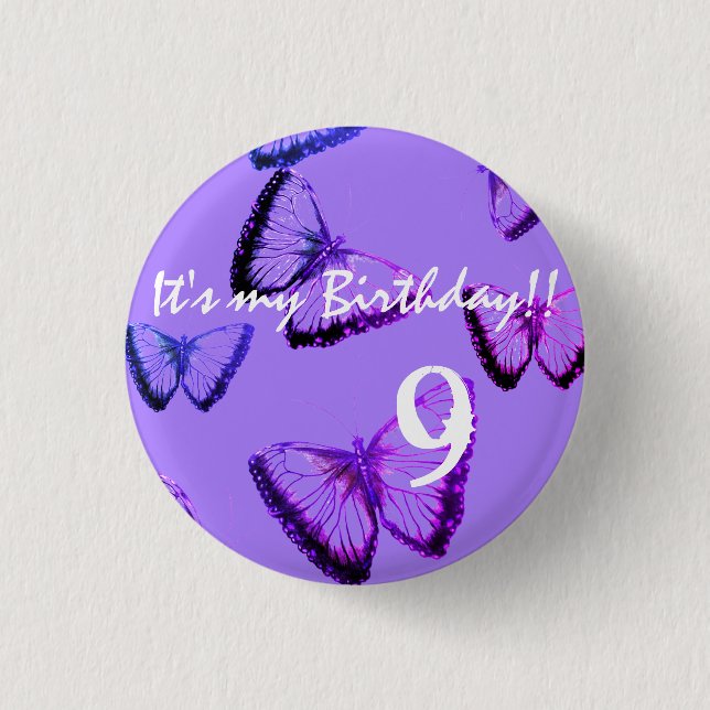 Custom Beautiful Butterfly It's my birthday 3 Cm R 3 Cm Round Badge (Front)