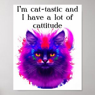 Custom Beautiful Colourful Painted Cat Art Poster