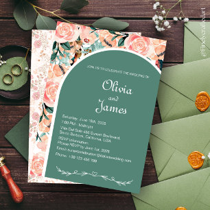 Custom Beautiful Floral Dark Burgundy Pink & Green Invitation