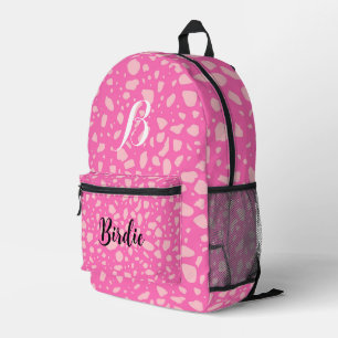 Custom Beautiful & Pretty Hot Pink Initial Name Printed Backpack