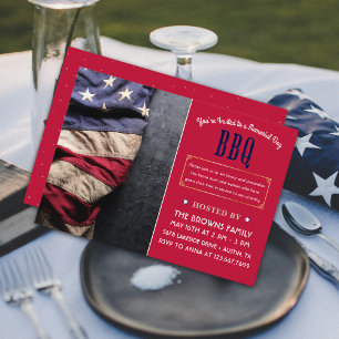 Custom Beautiful Rustic Memorial Day BBQ Photo  Invitation