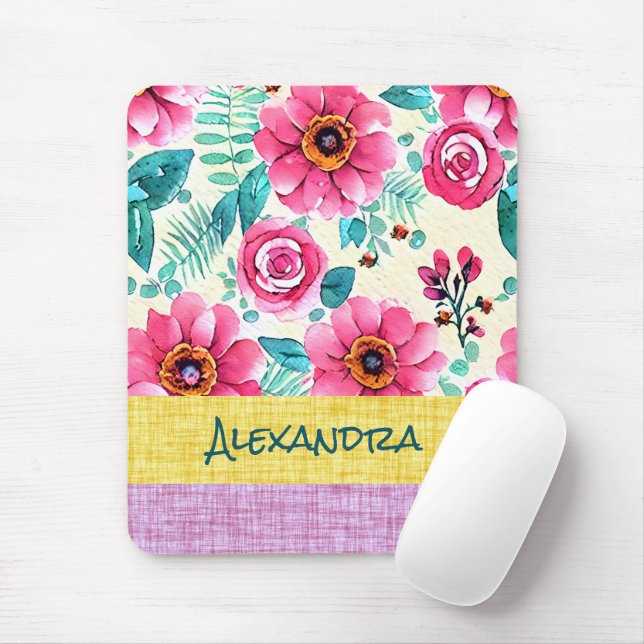 Custom beautiful texture background floral mouse pad (With Mouse)