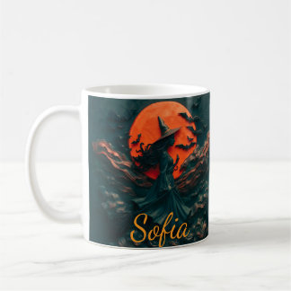 Custom Beautiful Witch Halloween Accent Mug, Perso Coffee Mug