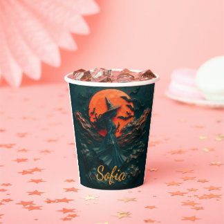 Custom Beautiful Witch Halloween Accent Mug, Perso Paper Cups