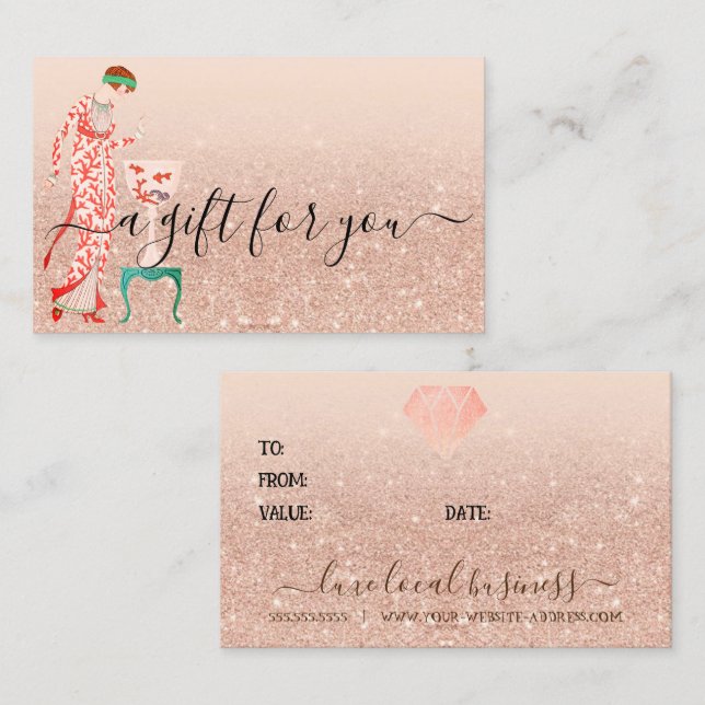 Custom Beauty Hair Nail Small Business SPA Voucher Card (Front/Back)