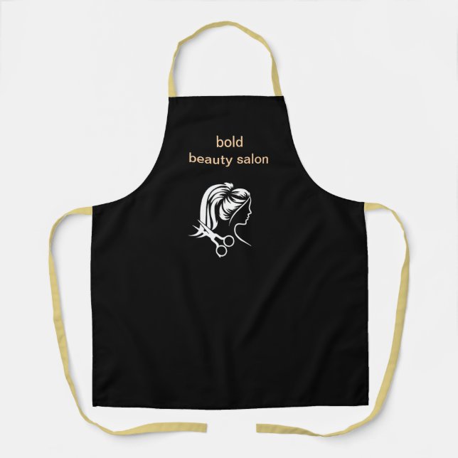 Custom Beauty Salon Co. Name Black & Gold Staff Ap Apron (Front)