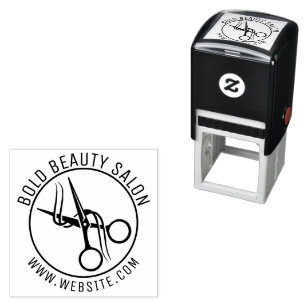Custom Beauty Salon Scissor Logo Self-Inking Stamp