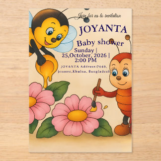 Custom bee baby shower  acrylic invitations