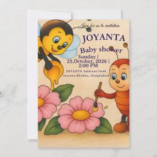 Custom bee baby shower  invitation