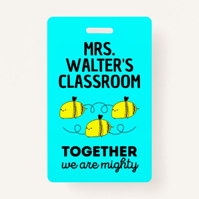 Custom Bee Badge Team Spirit Top Teacher Accessory ID Badge (Front)