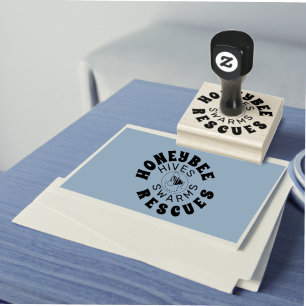 Custom BEE RESCUE 2 logo image rubber stamp