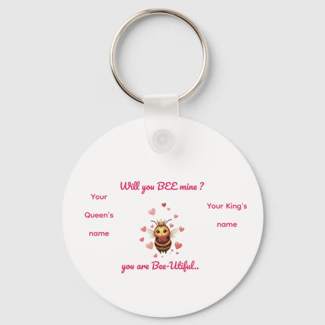 Custom bee Valentine 's Key Ring (Front)