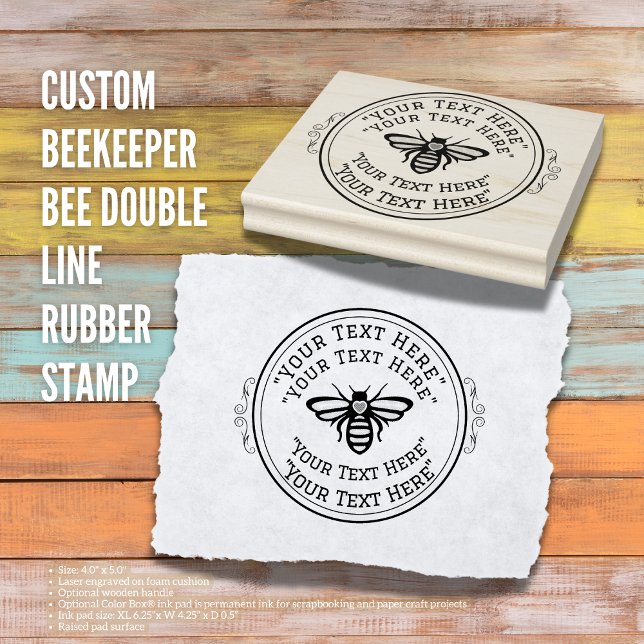 Custom Beekeeper Bee Double Line Rubber Stamp (The Butterfly Studio
Custom Beekeeper Bee Double Line Rubber Stamp)