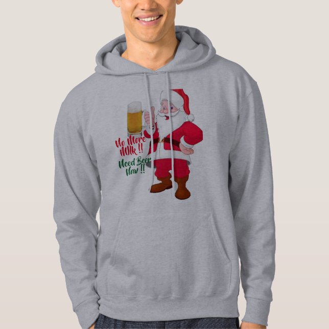 custom beer lovers santa christmas men's hoodies (Front)