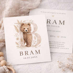 Custom Beer Neutral Woodland Creature Boy Birth Card