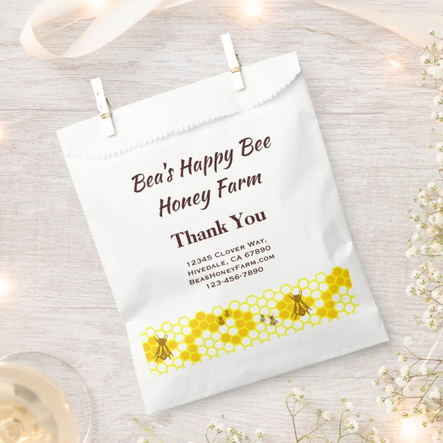 Custom Bees Honey Farm Honeycomb Favour Bags (Clipped)