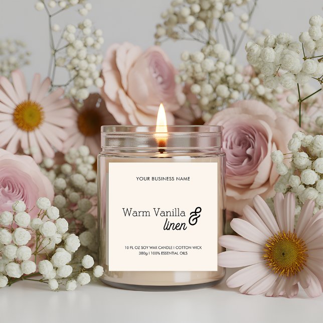 Custom Beige Candle Label Minimal Modern Business (Creator Uploaded)