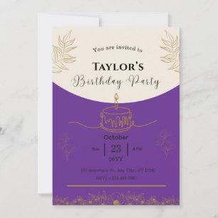 Custom Beige Clean Elegant Birthday Party Invitation