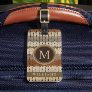 Custom Beige Grey Brown  Aztec Pattern Luggage Tag