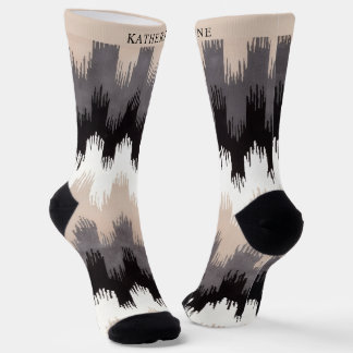 Custom Beige Grey White Black Fancy Pattern Socks