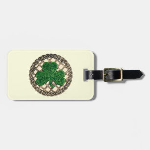 Custom Beige Shamrock Celtic Knots Luggage Tag