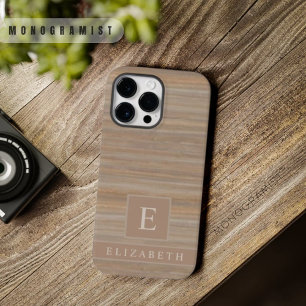 Custom Beige Tan Grey Brown Marble Stripes iPhone 14 Pro Max Case