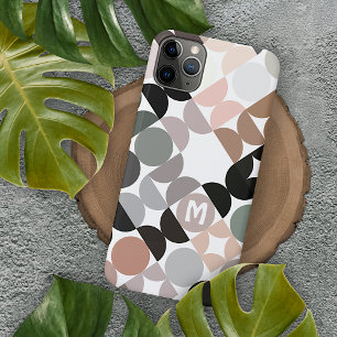 Custom Beige Tan Grey Teal Black Green Retro Art iPhone 15 Mini Case