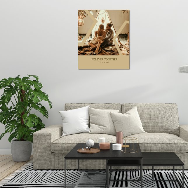 Custom Beige wedding date Stretched Canvas (Creator Uploaded)