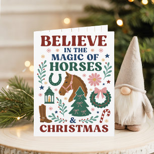 Custom Believe in the Magic of Horses & Christmas Holiday Card