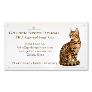 Custom Bengal Cat Cattery Magnet Business Card