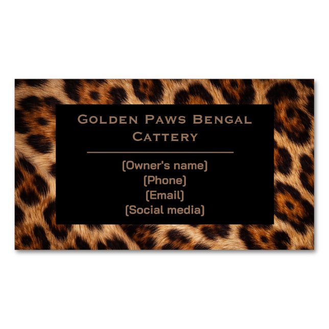 Custom Bengal Cattery Magnetic Business Card  (Front)