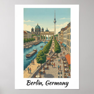 Custom Berlin Germany Vintage Travel Landmarks Poster