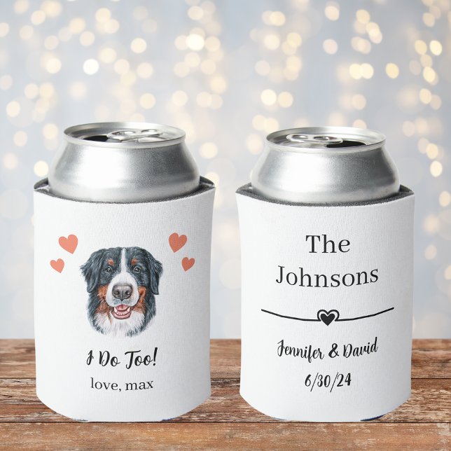 Custom Bernese Mountain Dog Pet Wedding Can Cooler (Creator Uploaded)