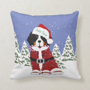 Custom Bernese Mountain Dog Santa Paws Cushion
