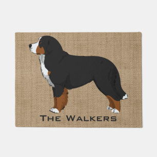 Custom Bernese Mountain Dog Tan Burlap Doormat
