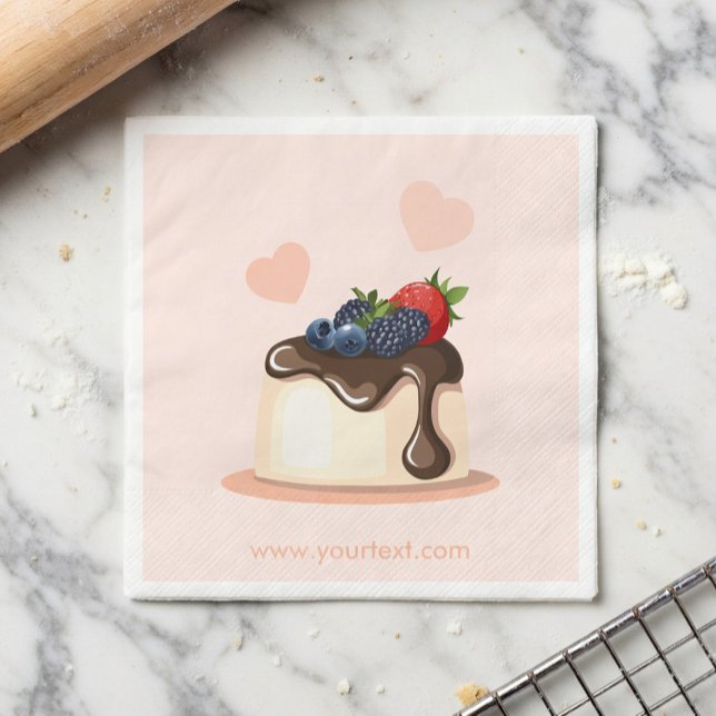 Custom Berry Dessert Illustration Paper Napkin (Creator Uploaded)